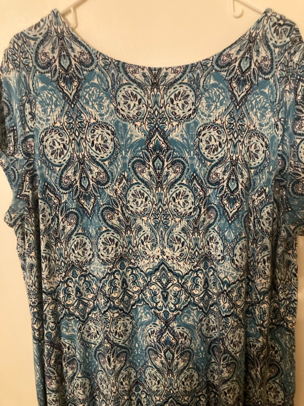 J. Jill Blue and White Printed Short-Sleeve Maxi Dress - Picture 8 of 13